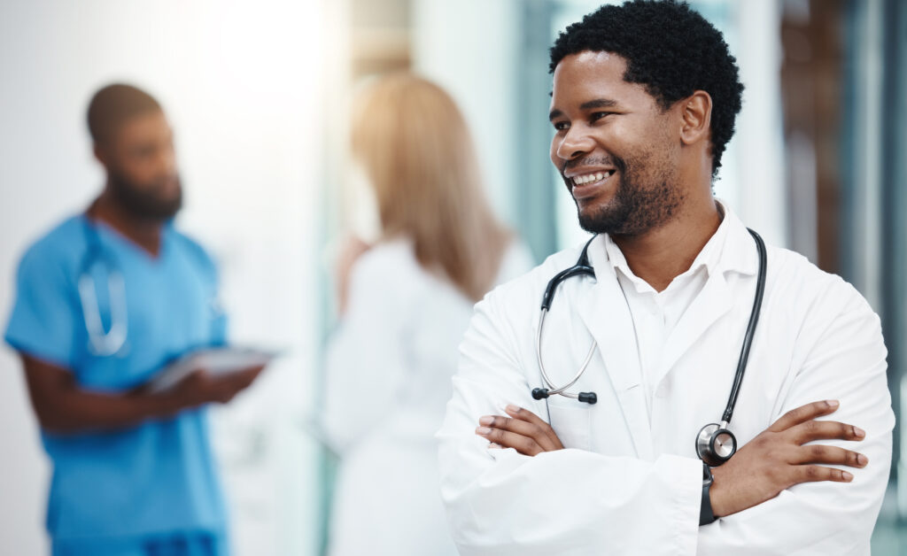 Healthcare workers smiling